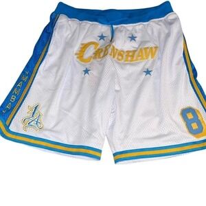 Headgear Classics Crenshaw Mamba 8 Basketball Shorts White Blue NWT Kobe Tribute